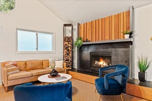 The fireside lounge is the first room you walk into, kick back and relax!