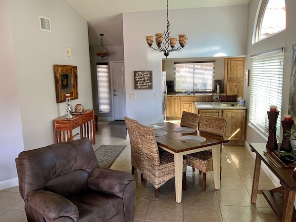 Living Room with view of the kitchen