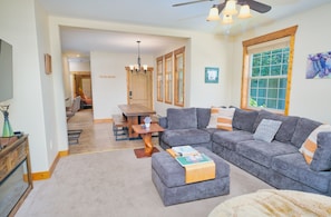 Whether you are cooking in the kitchen, eating at the dining table, or lounging in the living room, the open layout means you can always be a part of the fun in this condo.