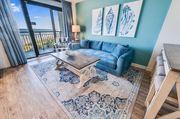 Large Living Area with Views of the Ocean, Beautifully Decorated