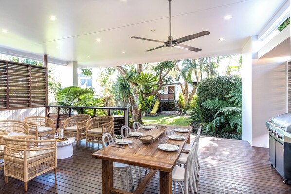 Beautifully appointed outdoor entertainment area.