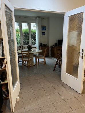 View from entryway into dining room