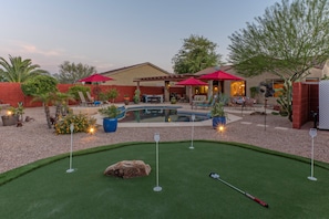 Among the exciting amenities is a newly installed putting green for warming up your golf shots.