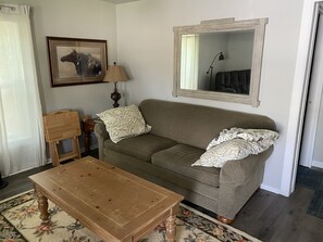 Living room.  Sofa makes out to a full size bed. Very comfortable.