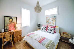 Downstairs bed and office area