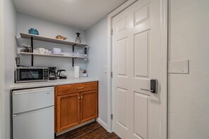 Don't worry about your stocks because we have a mini-fridge and microwave