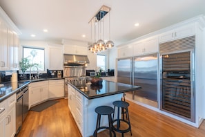 Kitchen w/separate SubZero Refrigerator, Freezer, Wine Cooler/Champagne Chiller