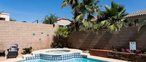 Saltwater pool and hot tub