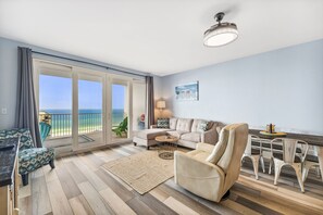 Living Area with Ocean Views, Flat Screen TV and Private Balcony Access