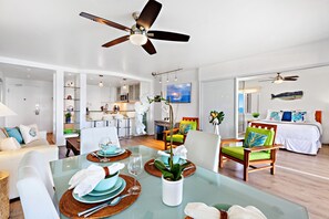 Stunning bright white space with happy pops of color throughout