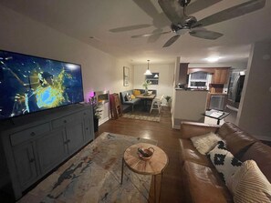 Open space with 60' HDTV with Amazon Prime, Netflix, and YouTube TV included.