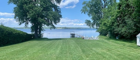 Lake Champlain view from deck/Backyard