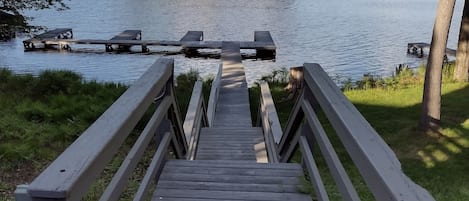 Leads to one of several sets of docks