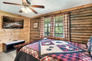 Master bedroom with Queen bed and Smart TV