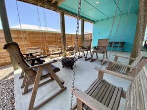 Try out the swing chairs