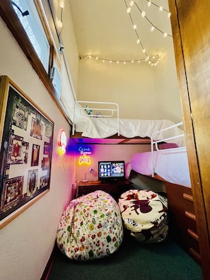 Our bunk room is kids' haven with thousands of retro games.