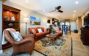Living room with kitchen view