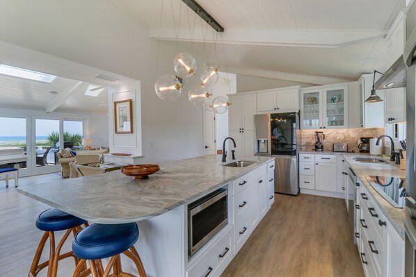 Kitchen with ten foot island, double sinks, double ovens!