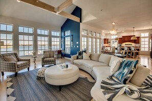 Second-floor living/dining and kitchen