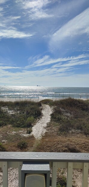 View from the balcony. Short walk on path to the beach.