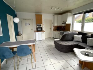 Ferienwohnung, 47 qm, 1 Schlafzimmer, Gemeinschaftsterrasse, max. 4 Personen + Kleinkind