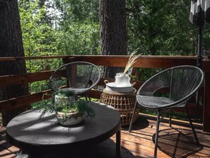 view of the deck from the glass kitchen door