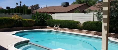 Pool in backyard 