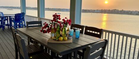 Beautiful Sunsets and dining from the Downstairs Deck