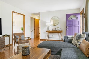 Welcome home to Bloomridge Ranch! Enter the vibrant purple door and take in the intentional space dedicated to your cozy stay.