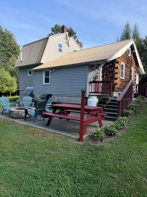 Patio area with fire pit and BBQ