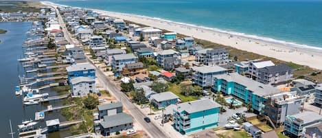 That's YOU in the large center blue building. Close to the beach AND ICWW!