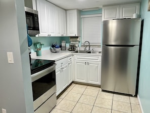 Fully equipped kitchen with new stainless appliances and Keurig