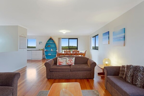 Living room, with open kitchen