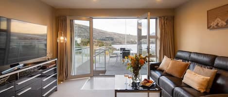 Living area with lake views