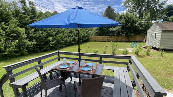 Back Deck overlooking Private Backyard