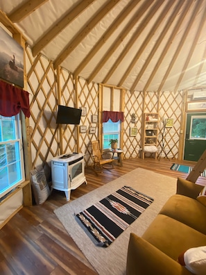 Wood pellet heater with computer technology.