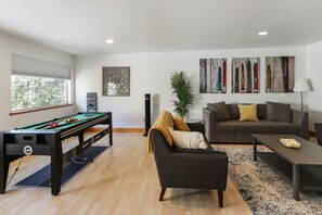 Upstairs family and game room.  Table flips for pool, air hockey or ping pong!