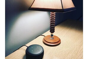 Echo dot in Main bedroom & Kitchen. Wake word "Alexa"