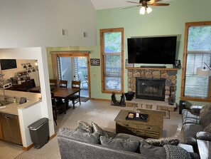 Living Room, Dining Room and Kitchen from stair landing.