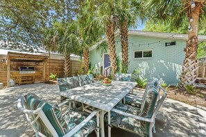 Large outdoor dining table w/ awesome grill in your private and fenced backyard 