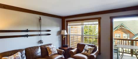 Living room and deck.