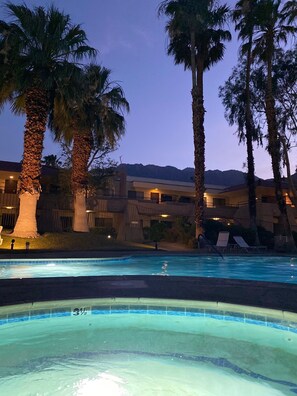 View from the jacuzzi at sunset.