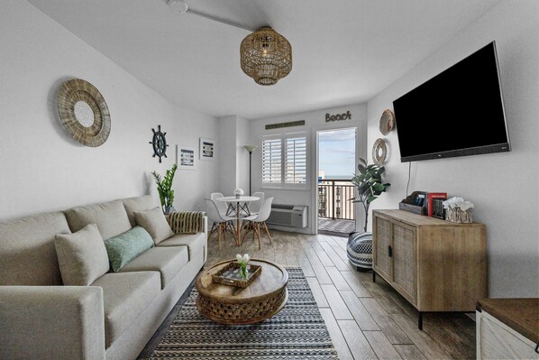 Living Room with views of the ocean