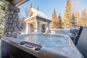 Private patio: Hot tub
