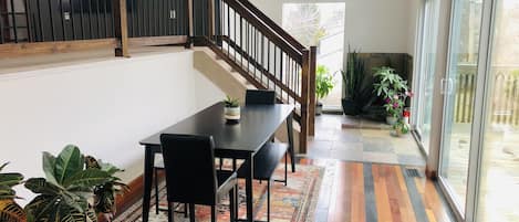 Dinning room with beautiful view of the outdoors, seats 6.