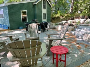 Fire pit and Adirondacks for evening conversation.