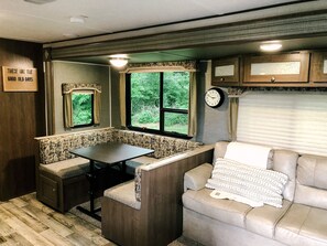 Couch and dining room