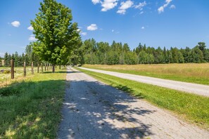 A quiet lane takes you off the beaten path to your retreat in the country.