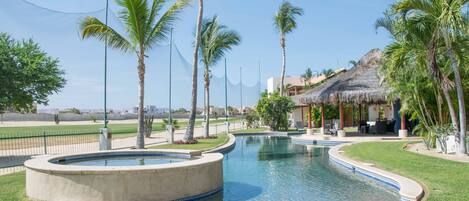 Main lap pool with hot tub