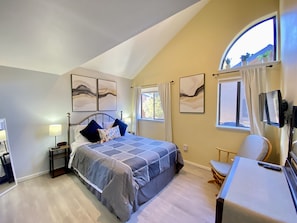 Quiet,private bedroom w/ comfortable queen bed to unwind. New flooring and paint